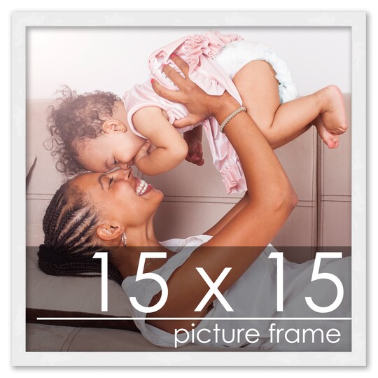 15x15 Solid Wood Picture Frame with UV-Resistant Acrylic & Acid-Free Backing, Available in 6 Finishes: Matte Black, Matte White, Metallic Bronze, Silver, Natural Wood Grain & Mahogany